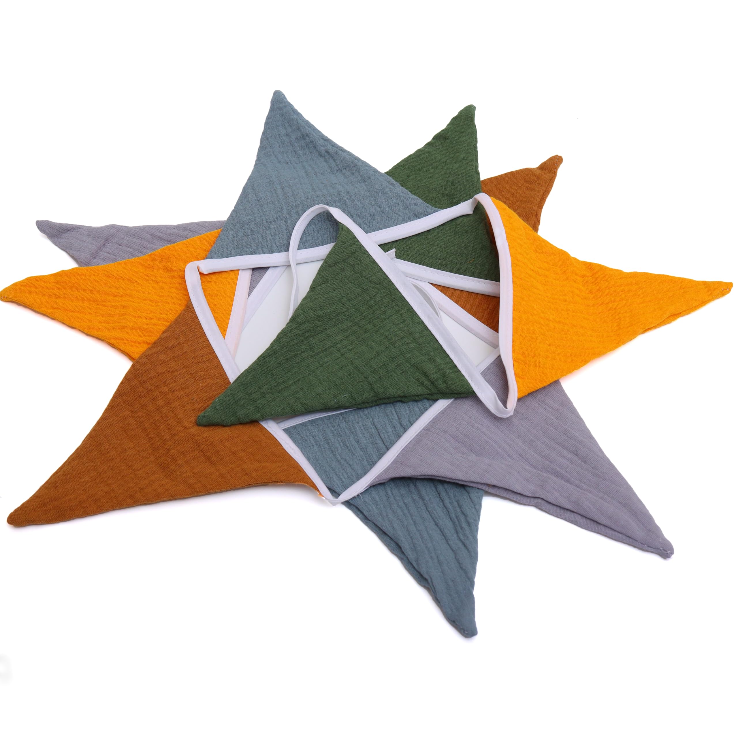 HJKlove Sage Green Cotton Triangle Banner - 12 Double-Sided Flags, 78.7 Inch for Nursery, Party, Wedding Decor