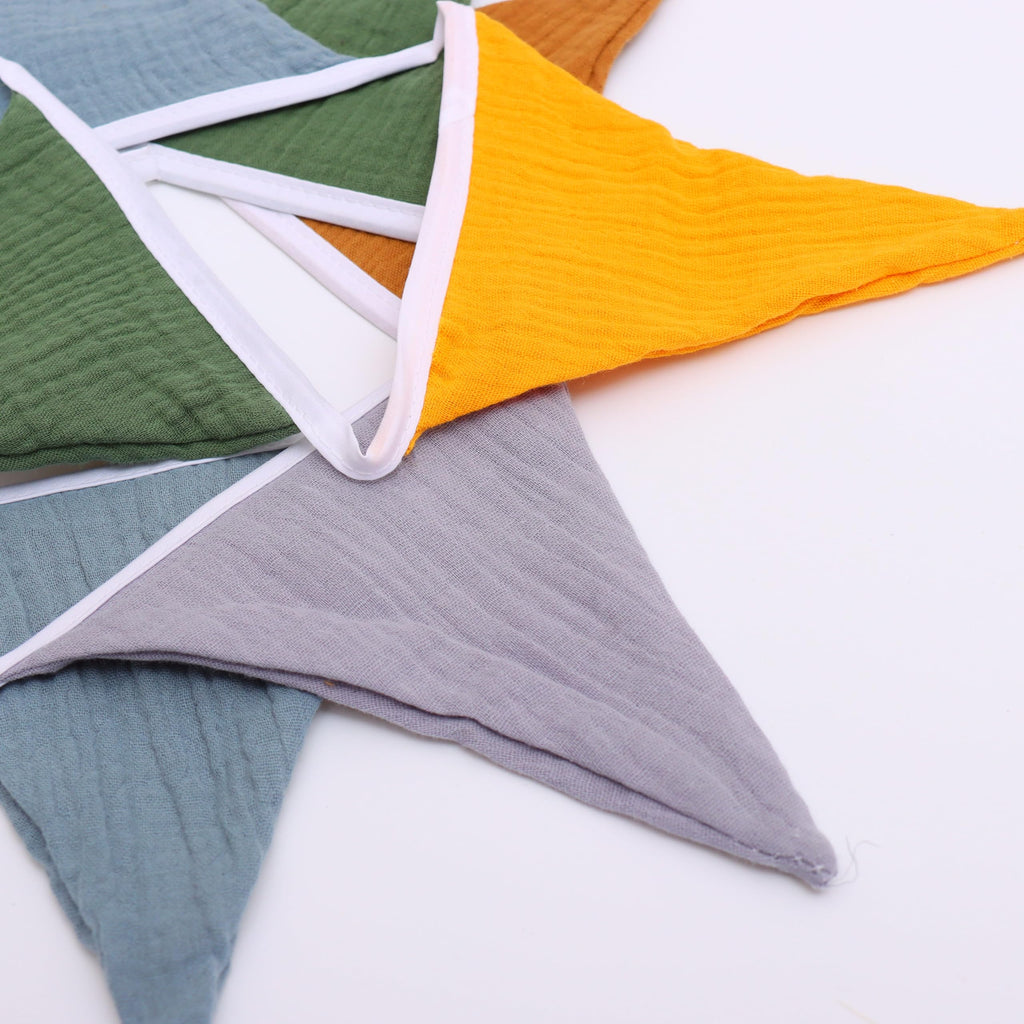 HJKlove Sage Green Cotton Triangle Banner - 12 Double-Sided Flags, 78.7 Inch for Nursery, Party, Wedding Decor