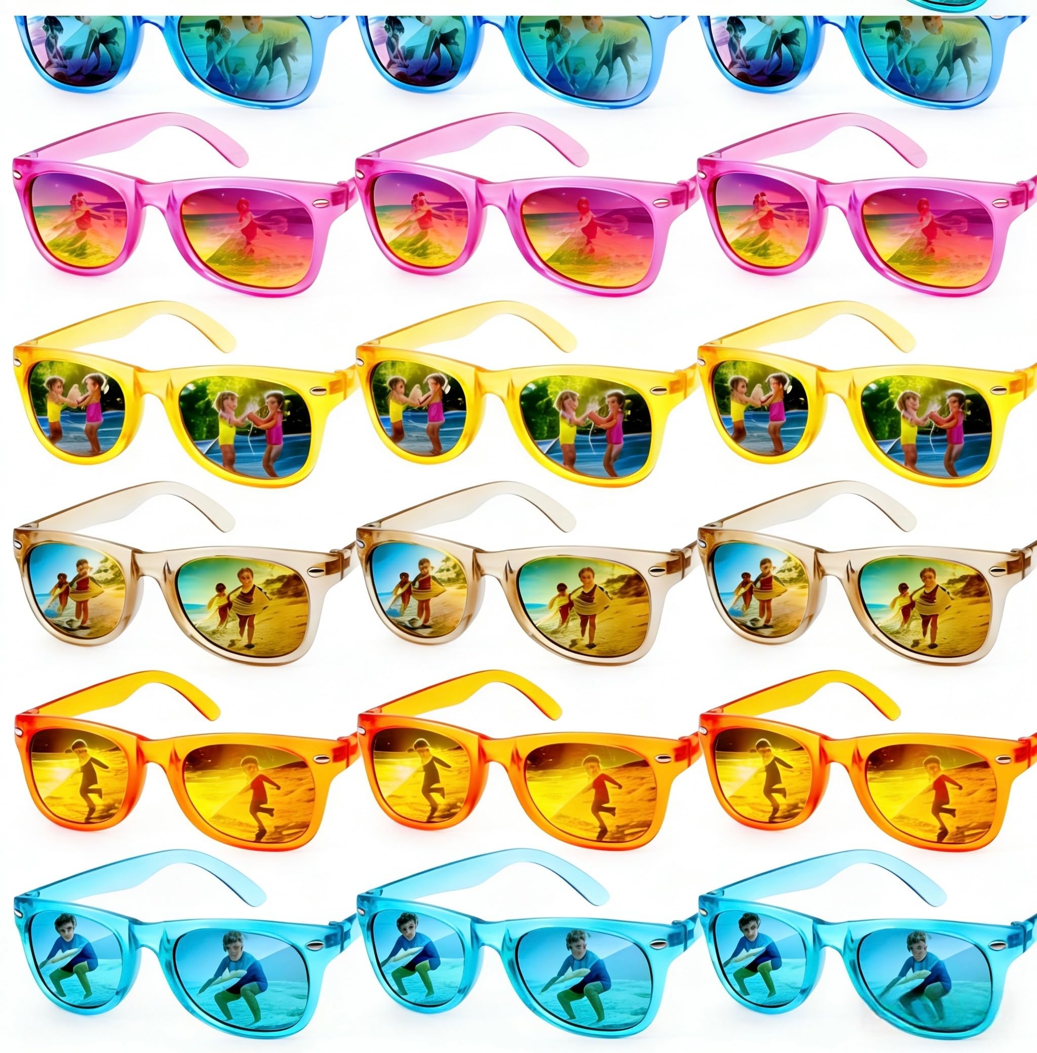 Hldgras 18 Pack Kids Sunglasses - UV400 Polarized Neon Party Favors for Ages 3-8