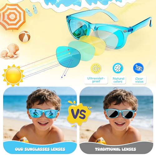 Hldgras 18 Pack Kids Sunglasses - UV400 Polarized Neon Party Favors for Ages 3-8