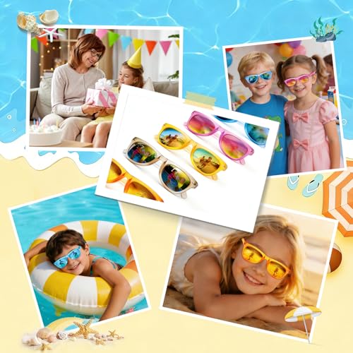 Hldgras 18 Pack Kids Sunglasses - UV400 Polarized Neon Party Favors for Ages 3-8