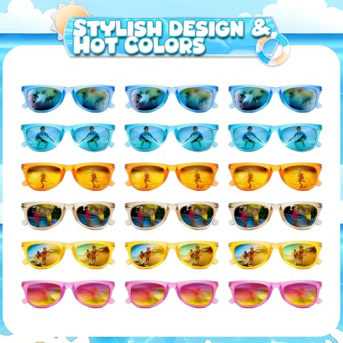 Hldgras 18 Pack Kids Sunglasses - UV400 Polarized Neon Party Favors for Ages 3-8