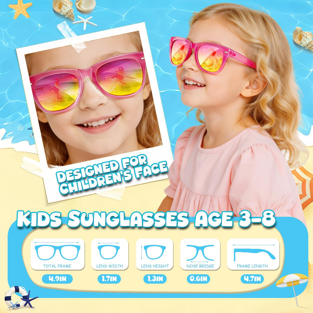 Hldgras 18 Pack Kids Sunglasses - UV400 Polarized Neon Party Favors for Ages 3-8