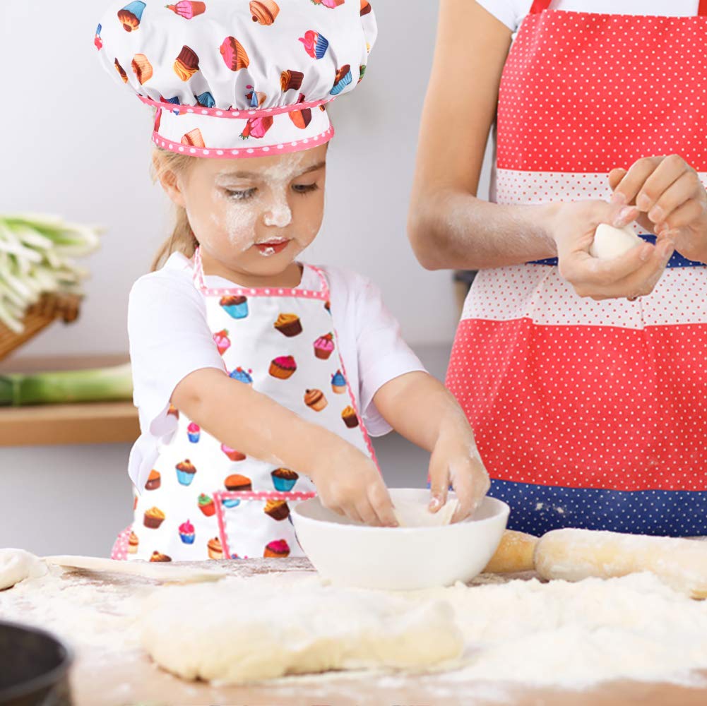 HmiL-U 13-Piece Kids Chef Set with Apron, Hat & Baking Tools for Girls Ages 3-10 (Cake Theme)