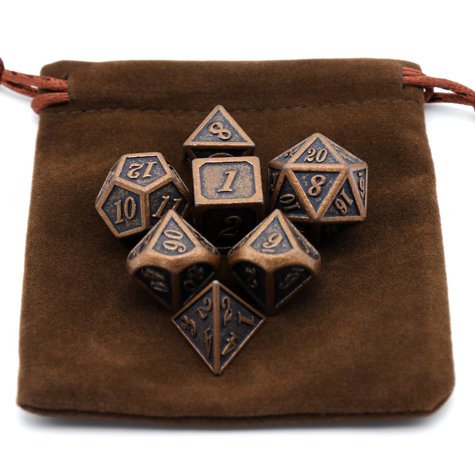 HNCCESG Metal Dice Set – Antique Copper Polyhedral (7-Piece) for D&D and RPG Games