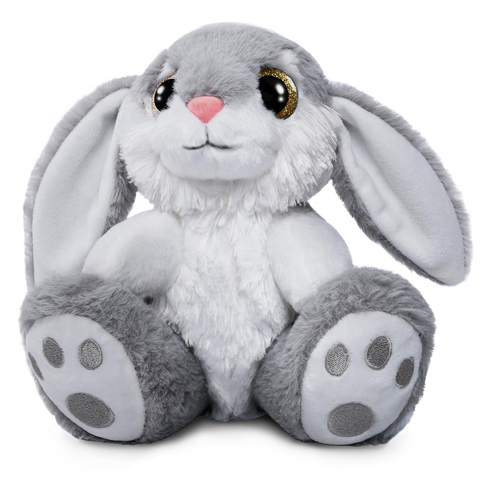 HO-EF 8.5" Gray Easter Bunny Plush – Soft Floppy-Eared Stuffed Animal with Machine Washable Design