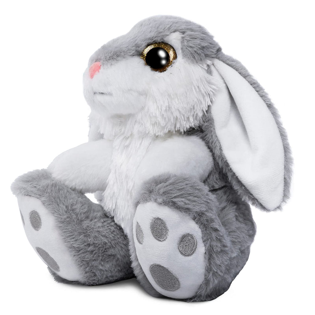 HO-EF 8.5" Gray Easter Bunny Plush – Soft Floppy-Eared Stuffed Animal with Machine Washable Design