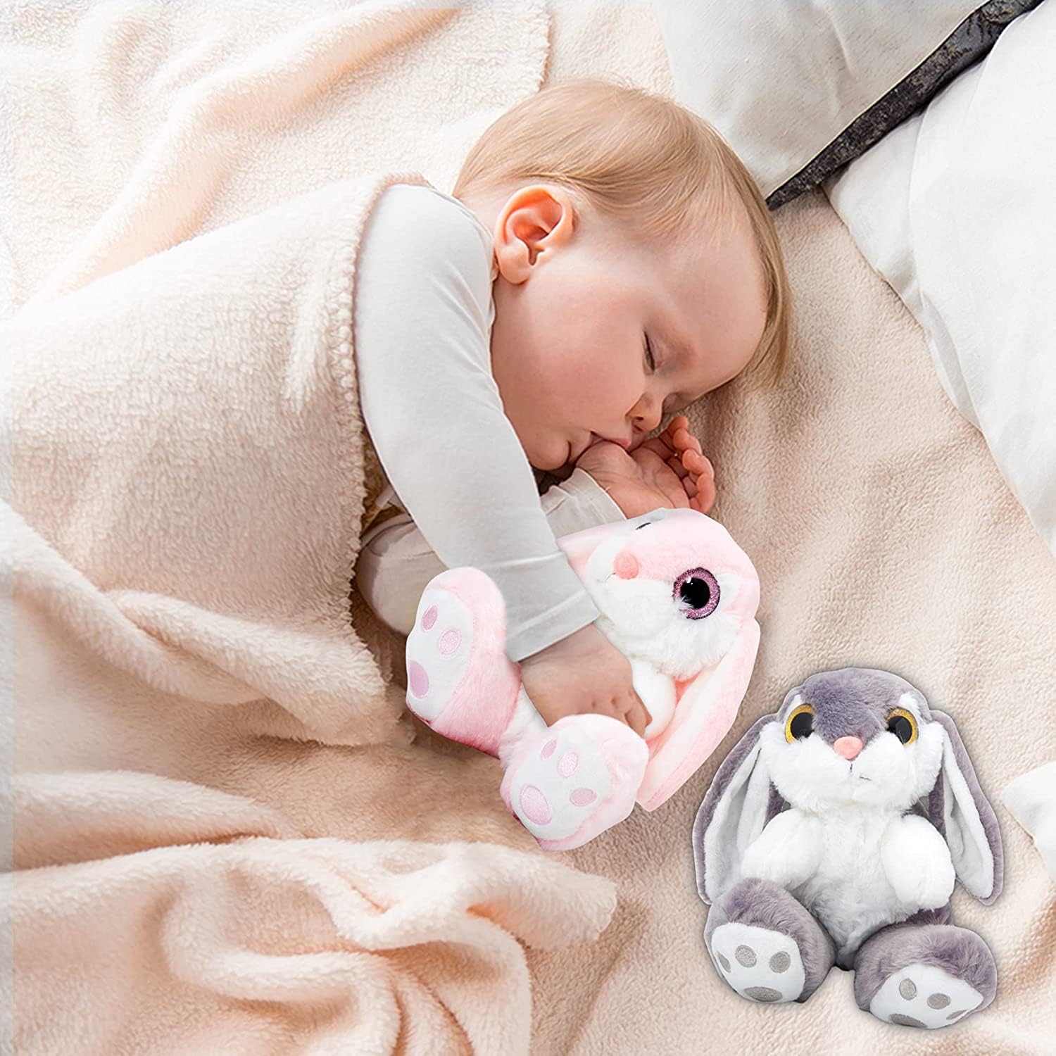 HO-EF 8.5" Gray Easter Bunny Plush – Soft Floppy-Eared Stuffed Animal with Machine Washable Design
