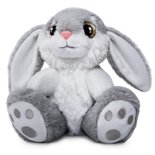 HO-EF 8.5" Gray Easter Bunny Plush – Soft Floppy-Eared Stuffed Animal with Machine Washable Design