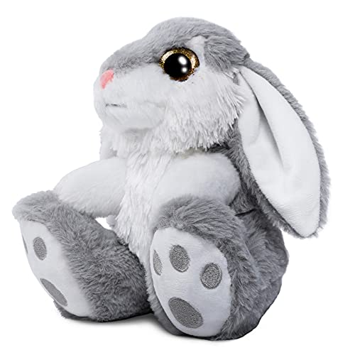 HO-EF 8.5" Gray Easter Bunny Plush – Soft Floppy-Eared Stuffed Animal with Machine Washable Design
