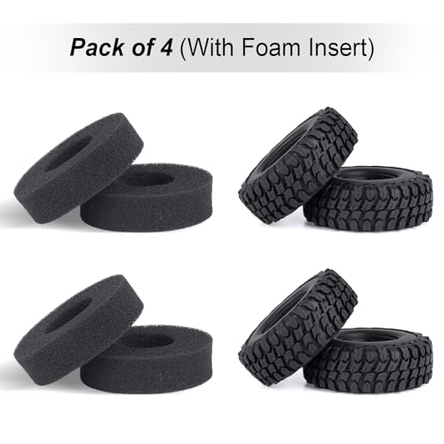 Hobbypark 1.0 Soft Rubber Rock Crawler Tires for 1/18 TRX4M and SCX24 – 4 Pack (52x20mm)