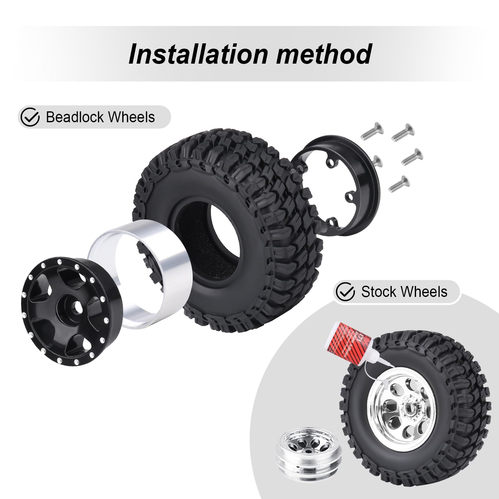Hobbypark 1.0 Soft Rubber Rock Crawler Tires for 1/18 TRX4M and SCX24 – 4 Pack (52x20mm)