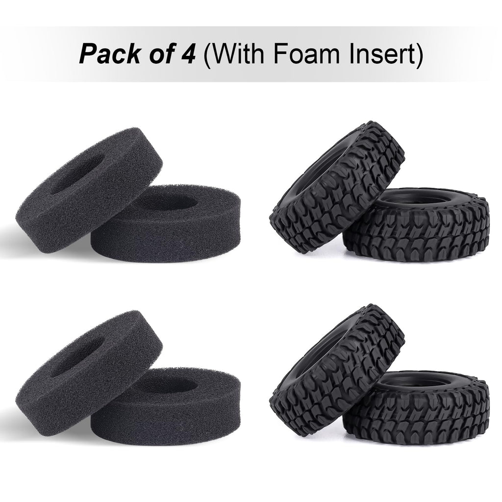Hobbypark 1.0 Soft Rubber Rock Crawler Tires for 1/18 TRX4M and SCX24 – 4 Pack (52x20mm)