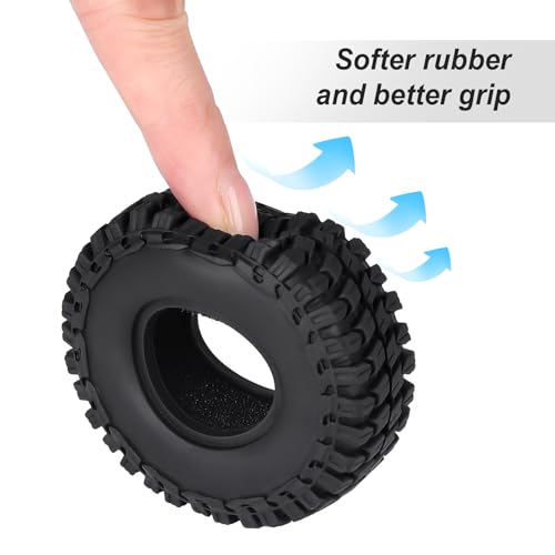 Hobbypark 1.0 Soft Rubber Rock Crawler Tires for 1/18 TRX4M and SCX24 – 4 Pack (52x20mm)