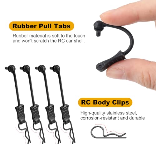 HobbyPark 20-Pack RC Car Body Clips with Rubber Pull Tabs for 1/10 1/8 Scale