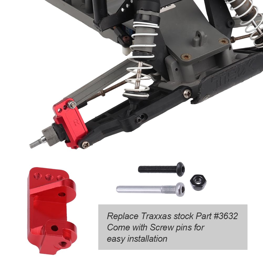 Hobbypark Aluminum Alloy Caster Blocks for 1/10 Traxxas 2WD Slash, Stampede, Rustler - Replacement Part 3632 (Red)