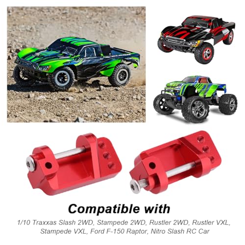 Hobbypark Aluminum Alloy Caster Blocks for 1/10 Traxxas 2WD Slash, Stampede, Rustler - Replacement Part 3632 (Red)