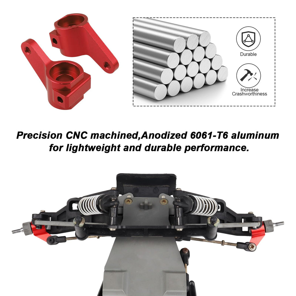 Hobbypark Aluminum Front Steering Blocks for Traxxas 1/10 Slash 2WD, Rustler, Stampede, Bandit (Red, 2Pcs)