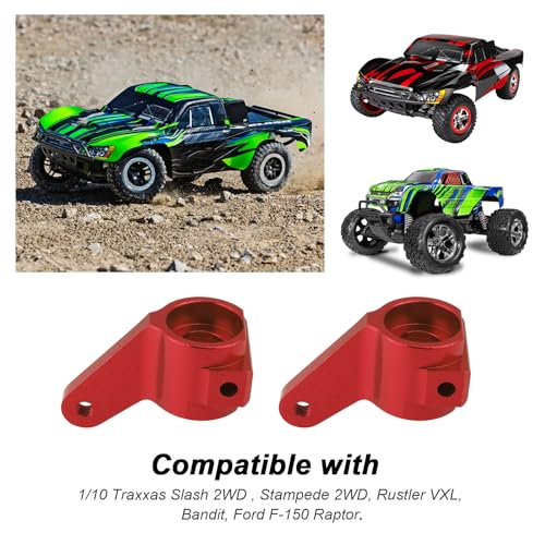 Hobbypark Aluminum Front Steering Blocks for Traxxas 1/10 Slash 2WD, Rustler, Stampede, Bandit (Red, 2Pcs)
