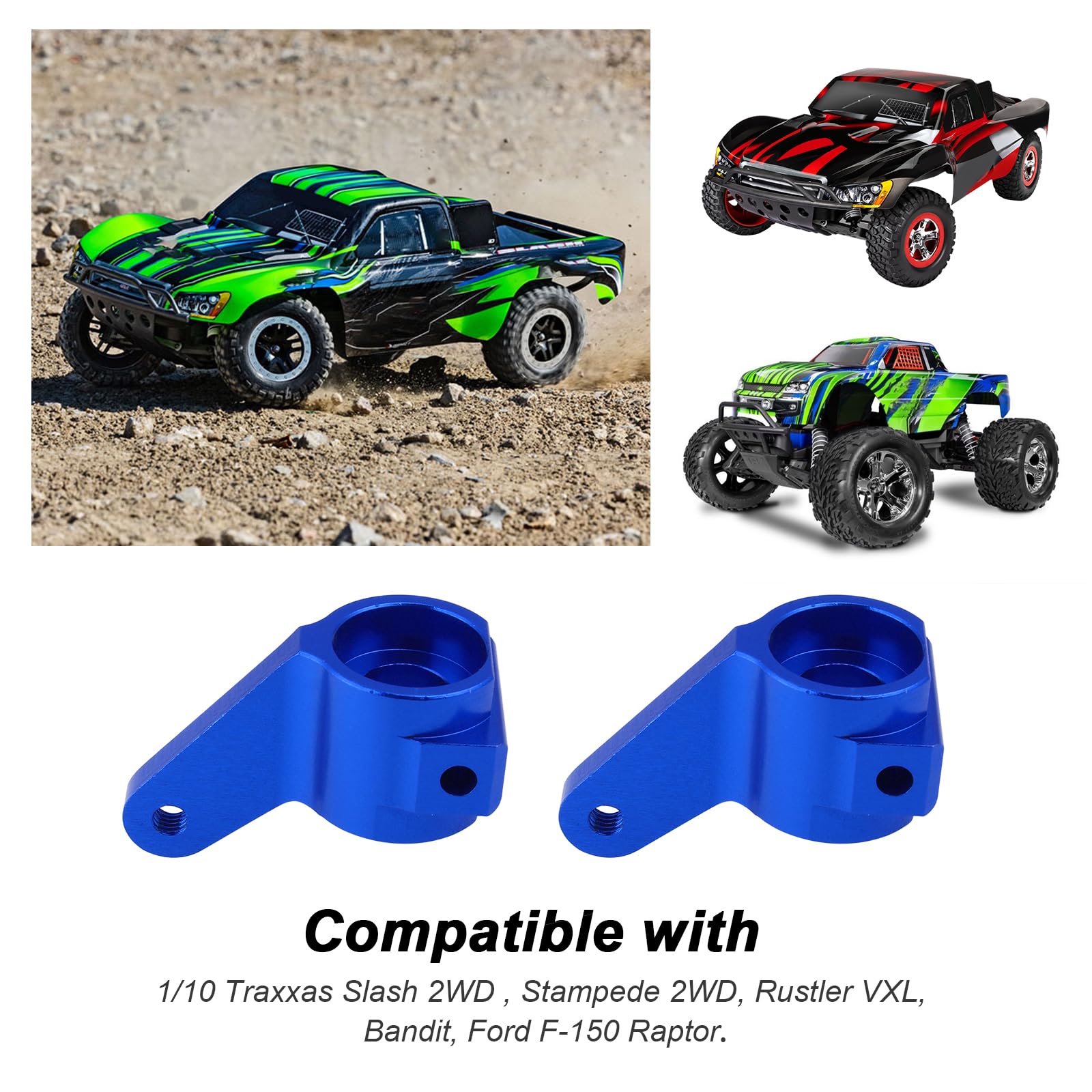 Hobbypark Aluminum Front Steering Blocks for Traxxas Slash 2WD, Rustler, Stampede, Bandit – Navy Blue Anodized (Pair)