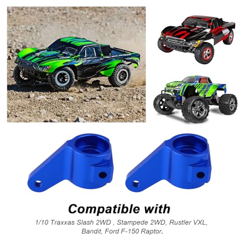 Hobbypark Aluminum Front Steering Blocks for Traxxas Slash 2WD, Rustler, Stampede, Bandit – Navy Blue Anodized (Pair)