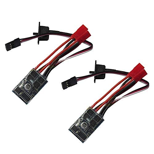 Hobbypower 10A Brushed ESC Motor Speed Controller for 1/16 1/18 1/24 RC Car Boat Tank, 2-Pack, Forward/Reverse, No Brake