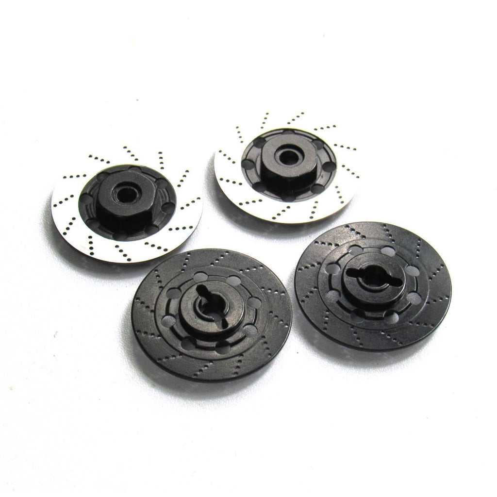 Hobbypower Aluminum 12mm Hex Hub Brake Discs for 1/10 On-Road RC Cars (4-Pack, Black & Silver)