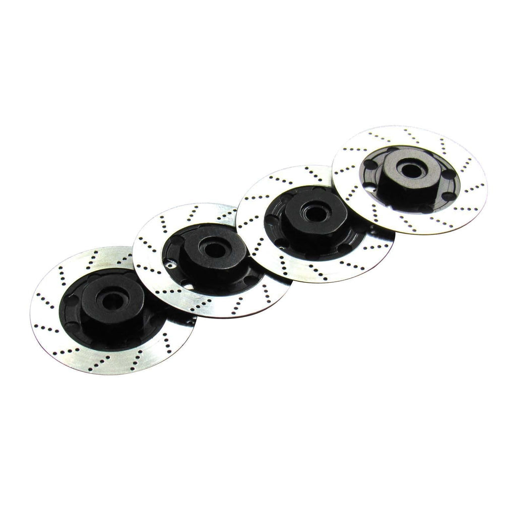 Hobbypower Aluminum 12mm Hex Hub Brake Discs for 1/10 On-Road RC Cars (4-Pack, Black & Silver)