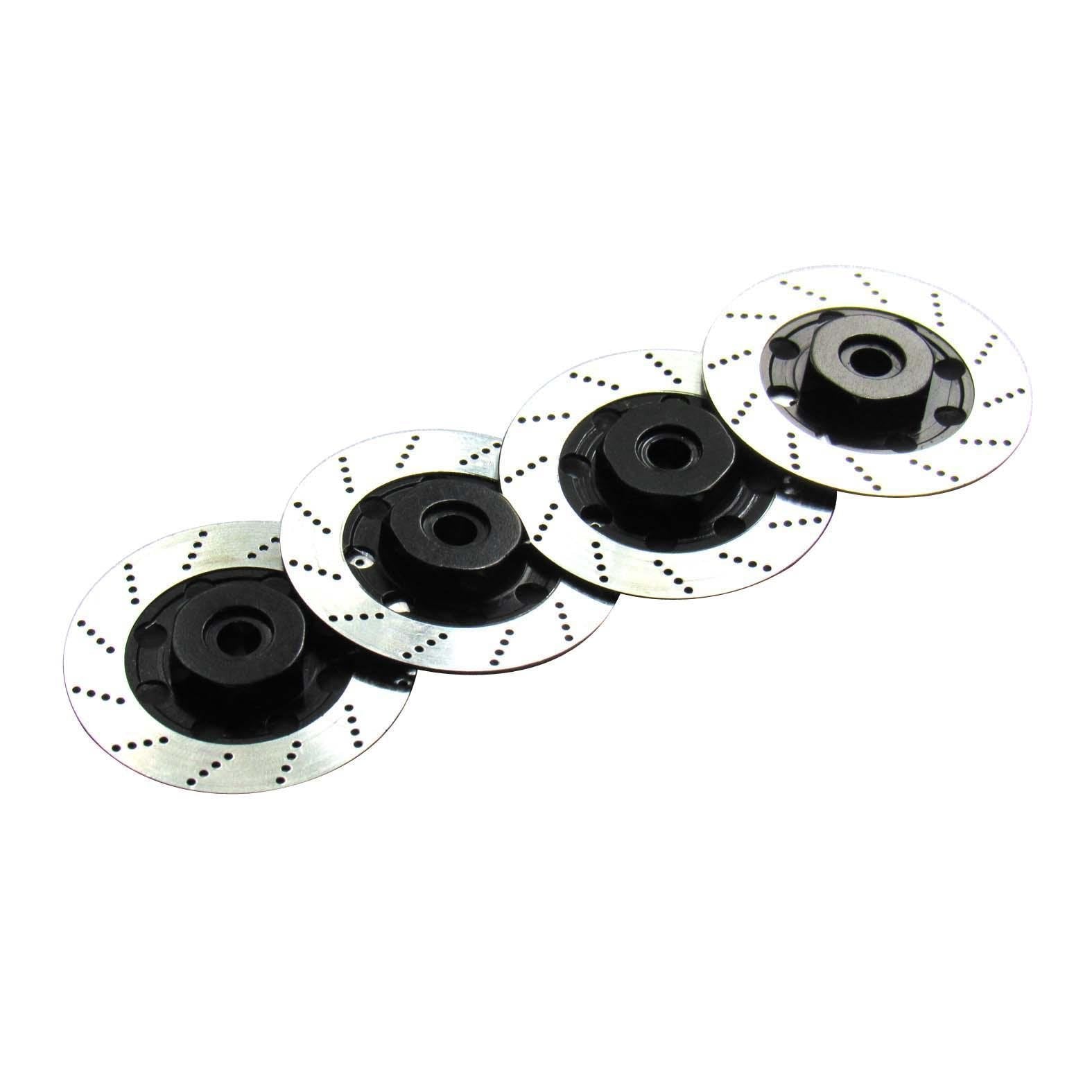 Hobbypower Aluminum 12mm Hex Hub Brake Discs for 1/10 On-Road RC Cars (4-Pack, Black & Silver)