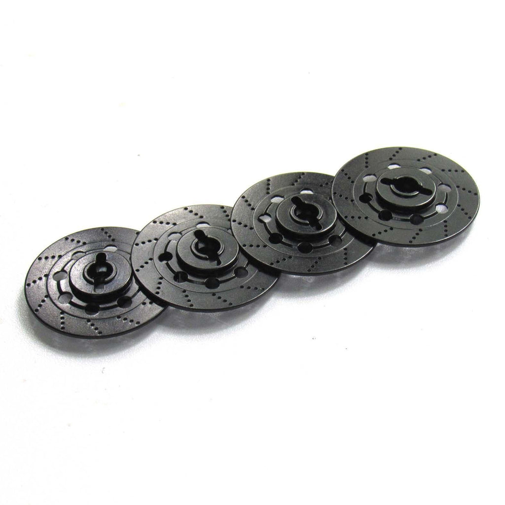 Hobbypower Aluminum 12mm Hex Hub Brake Discs for 1/10 On-Road RC Cars (4-Pack, Black & Silver)