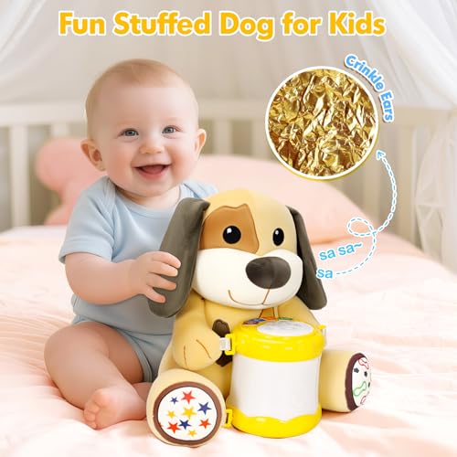 Hodurgyi Puppy Musical Plush Toy for 6-12 Months: Lights, Songs, ABCs, Animal Sounds, Detachable Drum