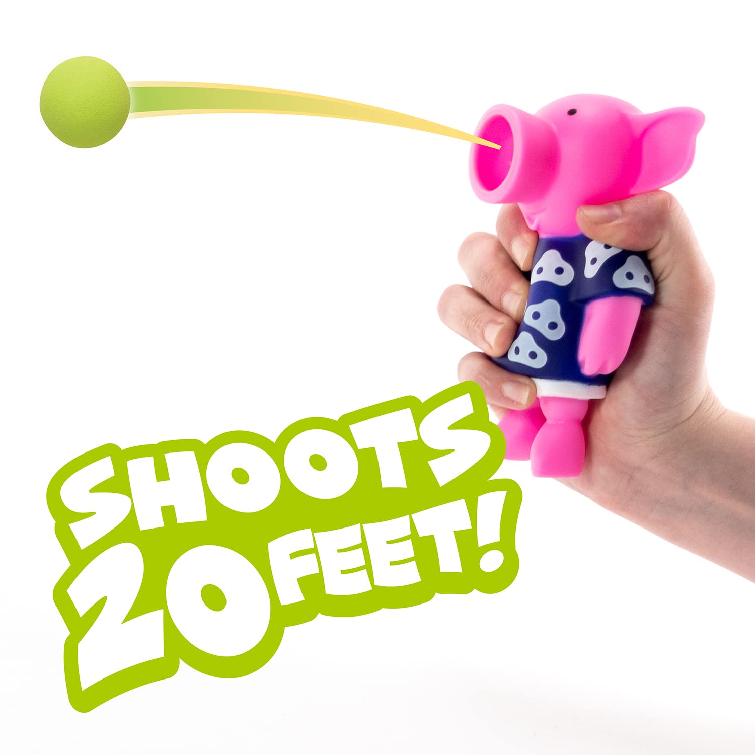 Hog Wild Pig Ball Popper Toy - 4 Foam Balls, Shoots Up to 20 Feet - Indoor/Outdoor Fun for Ages 5+