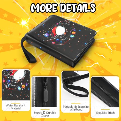 HOHOM 400-Pocket Trading Card Binder – Starlit Sky – Faux Leather Storage for Sports Cards (50 Removable Sleeves)