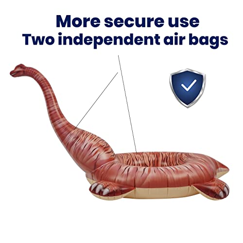 HOHQB Inflatable Dinosaur Pool Floats for Kids - Lifelike Raptor, Brachiosaurus, Triceratops Floaties