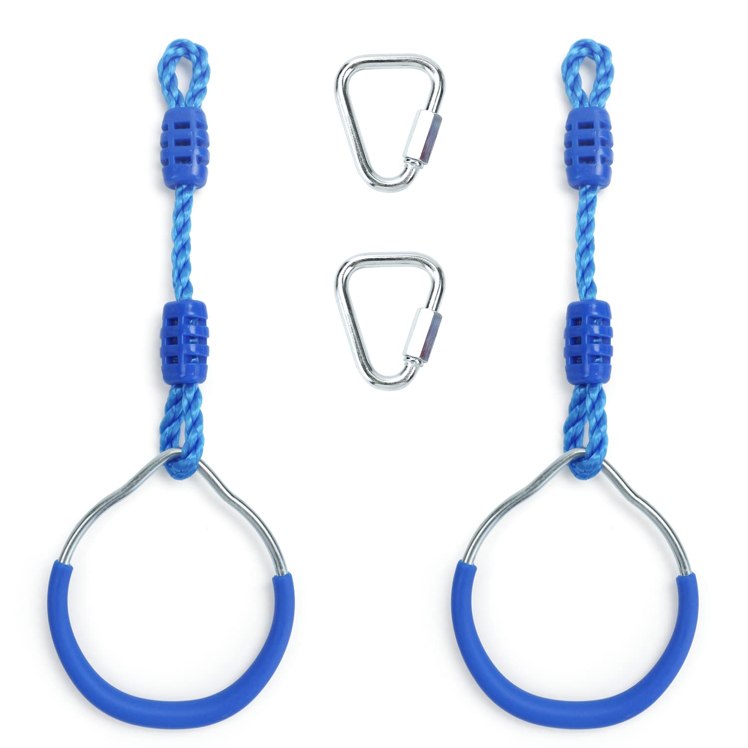 Hokilands 2-Pack Blue Ninja Rings for Obstacle Course, Monkey Bars, Heavy Duty 300 lbs Capacity