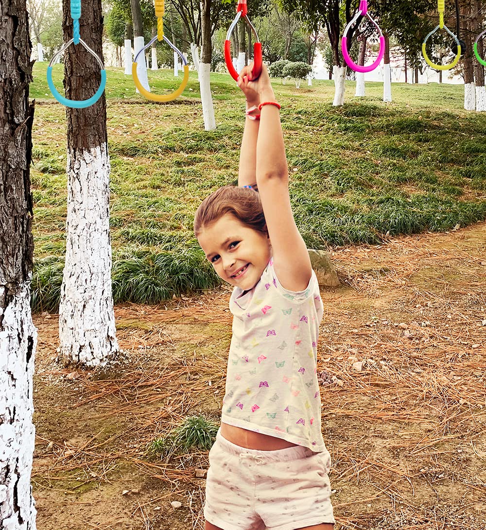 Hokilands 2-Pack Blue Ninja Rings for Obstacle Course, Monkey Bars, Heavy Duty 300 lbs Capacity