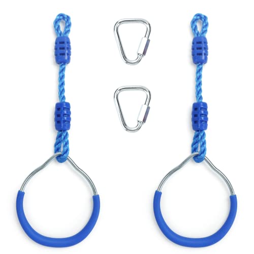 Hokilands 2-Pack Blue Ninja Rings for Obstacle Course, Monkey Bars, Heavy Duty 300 lbs Capacity