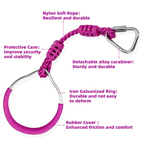 Hokilands 2-Pack Purple Ninja Obstacle Course Rings - Heavy Duty Swing Trapeze Bars for Kids, 300 lbs Capacity