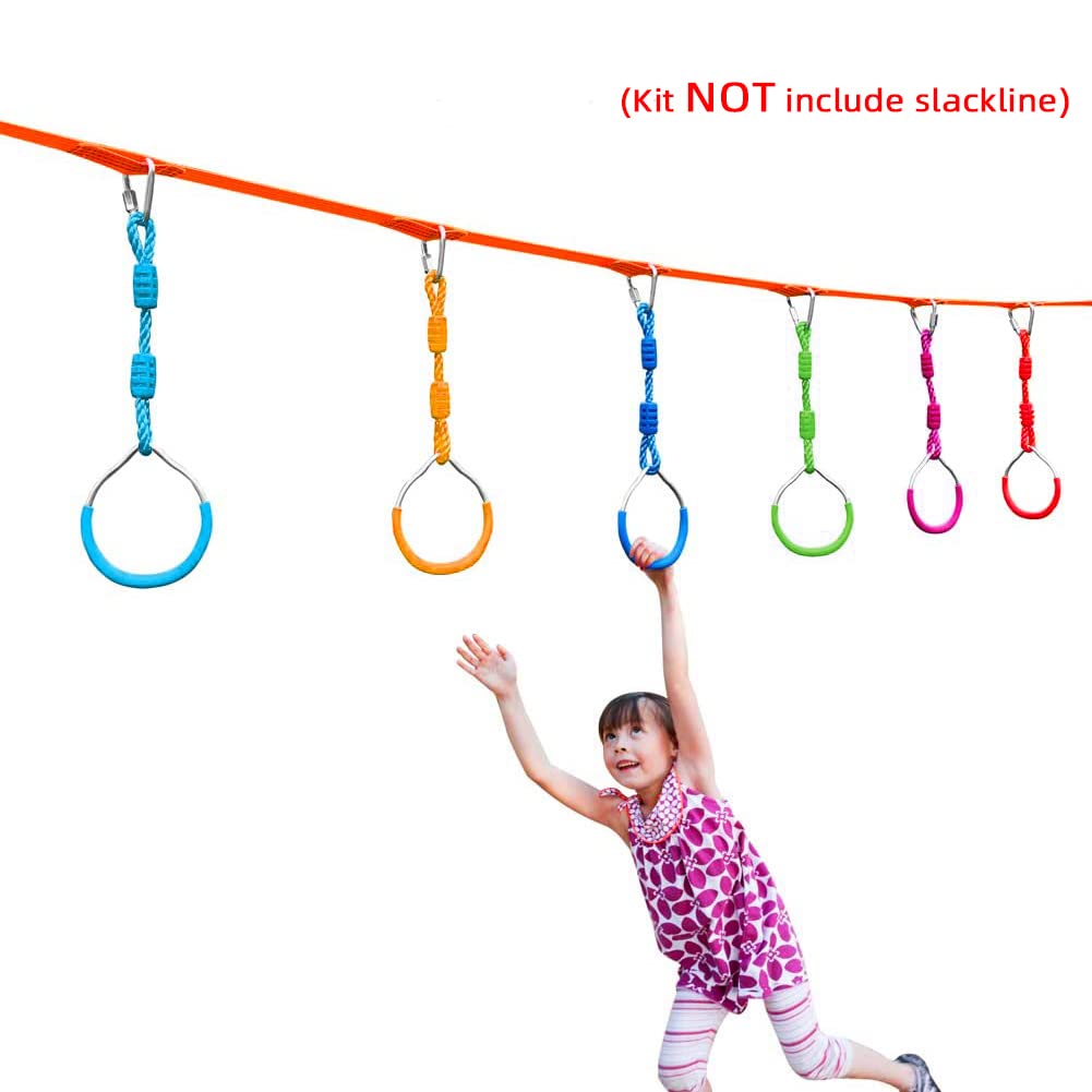Hokilands 2-Pack Purple Ninja Obstacle Course Rings - Heavy Duty Swing Trapeze Bars for Kids, 300 lbs Capacity