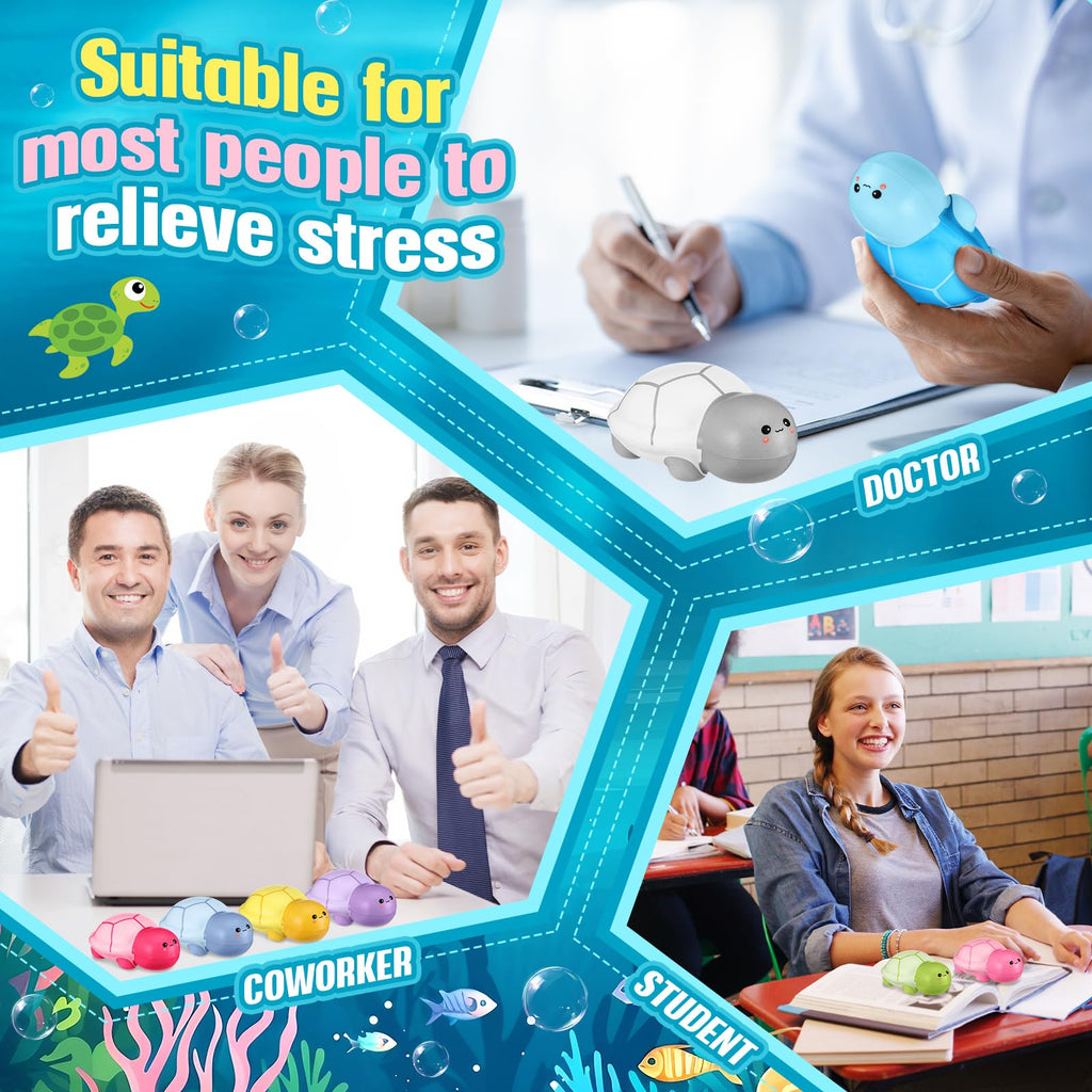 Hollowfly 12-Pack Turtle Stress Balls – Colorful Foam Squeeze Toys for Anxiety Relief, Party Favors, Office Gifts
