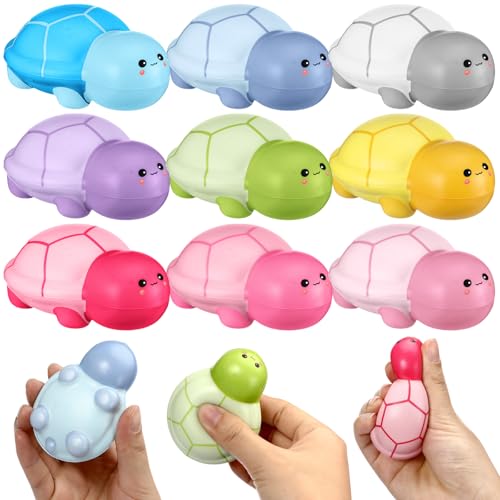 Hollowfly 12-Pack Turtle Stress Balls – Colorful Foam Squeeze Toys for Anxiety Relief, Party Favors, Office Gifts