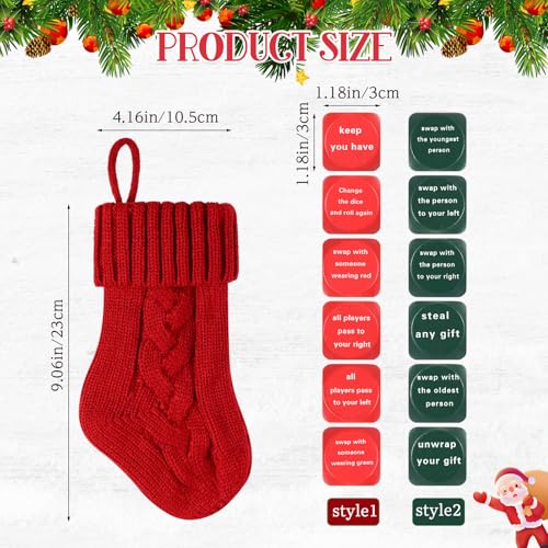 Hollowfly Christmas Dice Game – 6 Gift Exchange Dice with Stocking, Red & Green