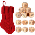 Hollowfly Christmas Dice Gift Exchange Game – 12 Wooden Dice with Stocking for Family Parties