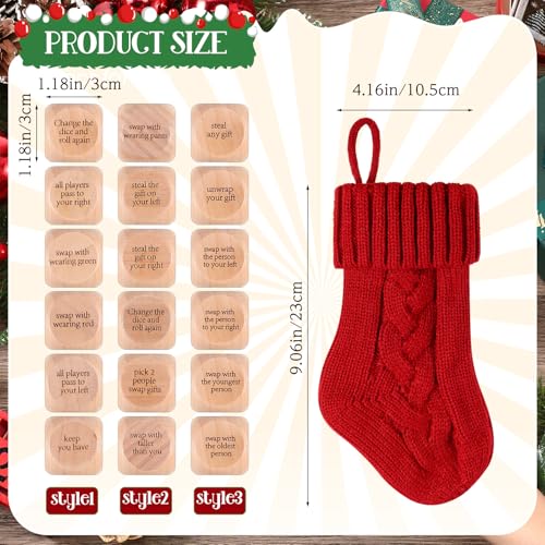 Hollowfly Christmas Dice Gift Exchange Game – 12 Wooden Dice with Stocking for Family Parties