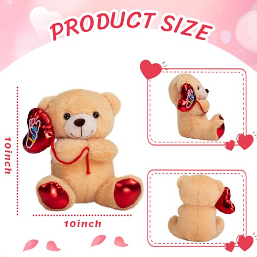 HollyHOME Valentine's Bear Plush - 10 Inch Stuffed Animal with Red Love Balloon for Kids and Girlfriend