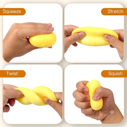 Home&Husky 5-Pack Colorful Dumpling Squishy Stress Balls with Mini Steamers - Sensory Fidget Toys for Stress Relief