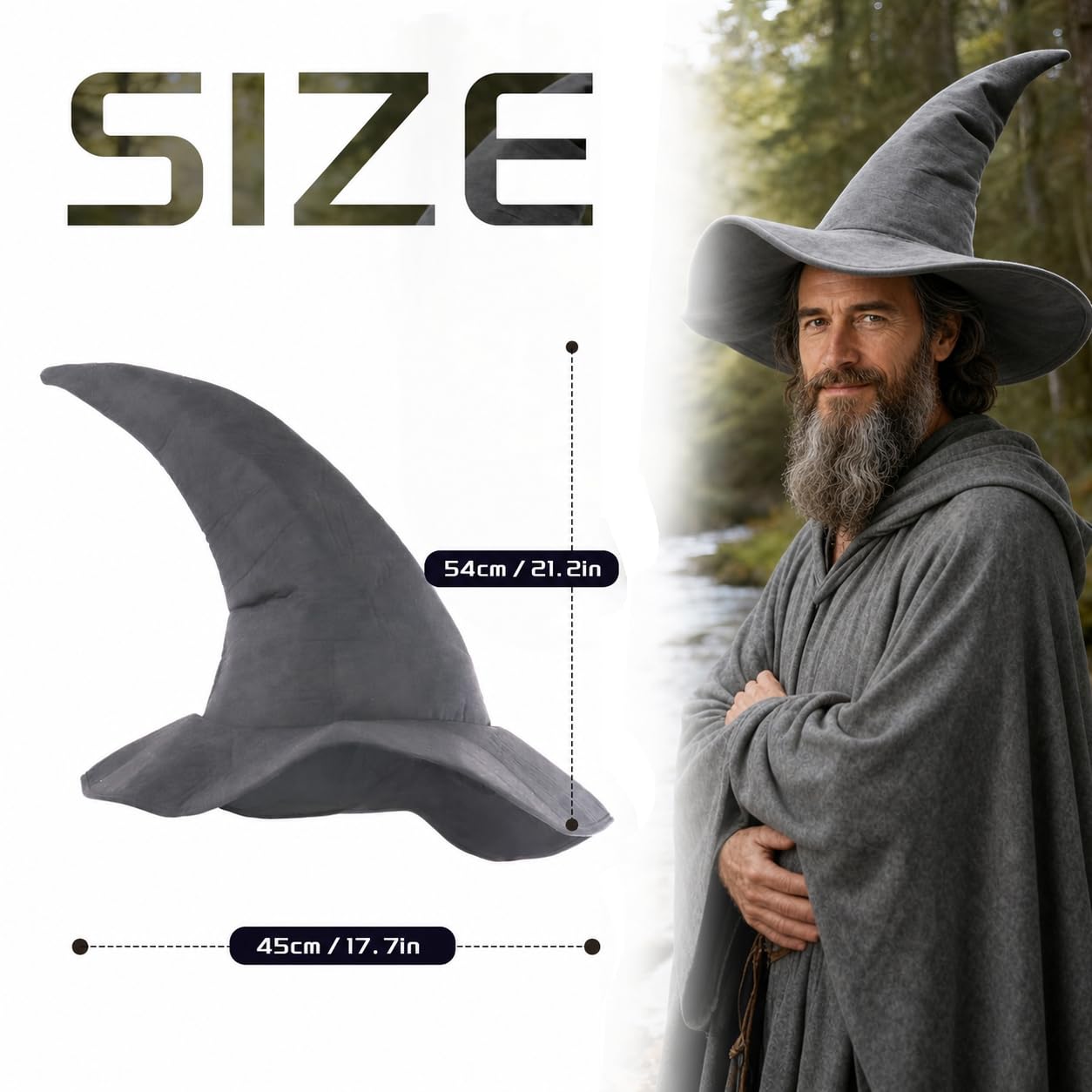 HOMELEX Black Witch Hat - Adult Wizard Hat for Halloween Costume Accessories