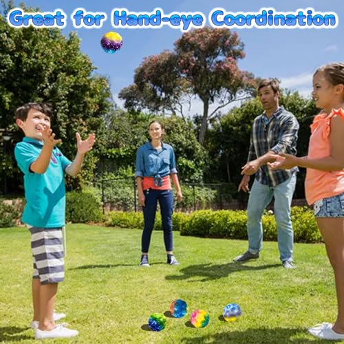 HOMQYTE High Bounce Foam Balls (5 Pack) – 3.14'' Sensory Balls for Adults, Stress Relief & Hand-Eye Coordination Training with Pop Sound