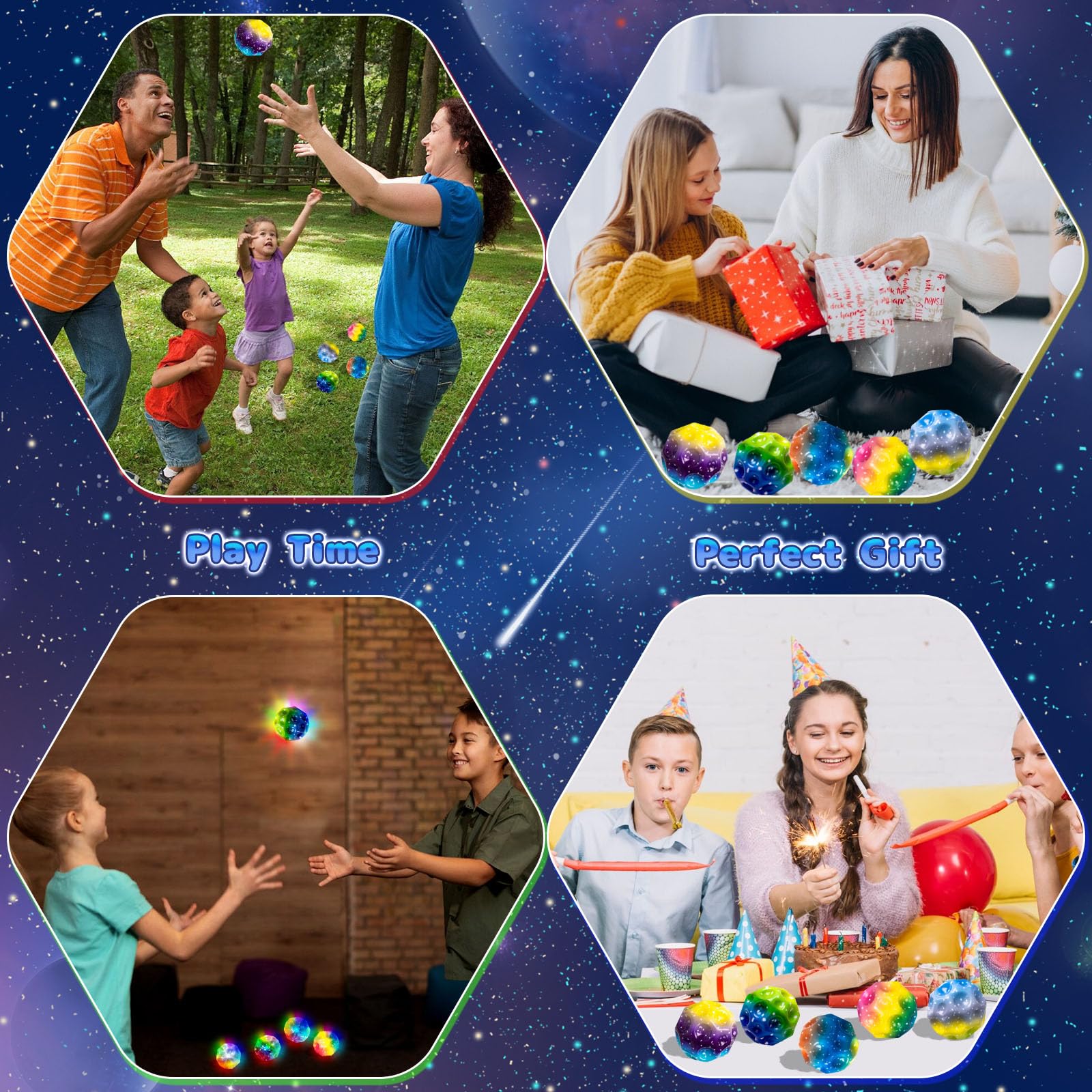 HOMQYTE High Bounce Foam Balls (5 Pack) – 3.14'' Sensory Balls for Adults, Stress Relief & Hand-Eye Coordination Training with Pop Sound