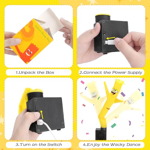 HOMQYTE Mini Inflatable Tube Man Yellow Desktop Air Dancer with Blower - Funny Gag Gift